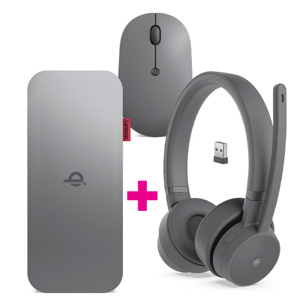 Lenovo Go Wired ANC Headset + Wireless Mobile Power Bank + Wireless Mouse Bundle