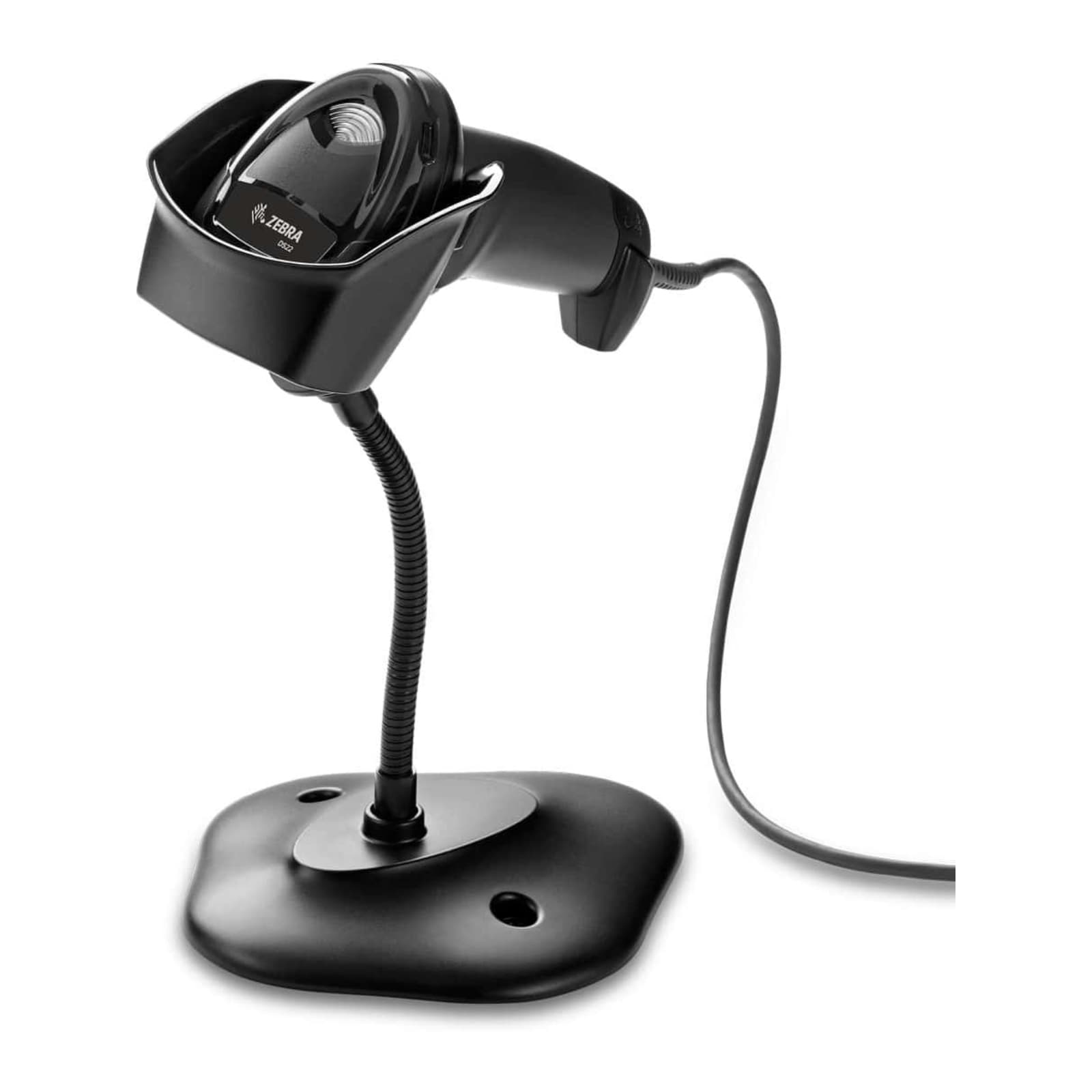 ZEBRA SCANNER DS2208-SR BLACK (WITH STAND) USB KIT: DS2208-SR00007ZZWW  ; CBA-U21-S07ZBR SHIELDED USB CABLE; 20-71043-04R STAND
