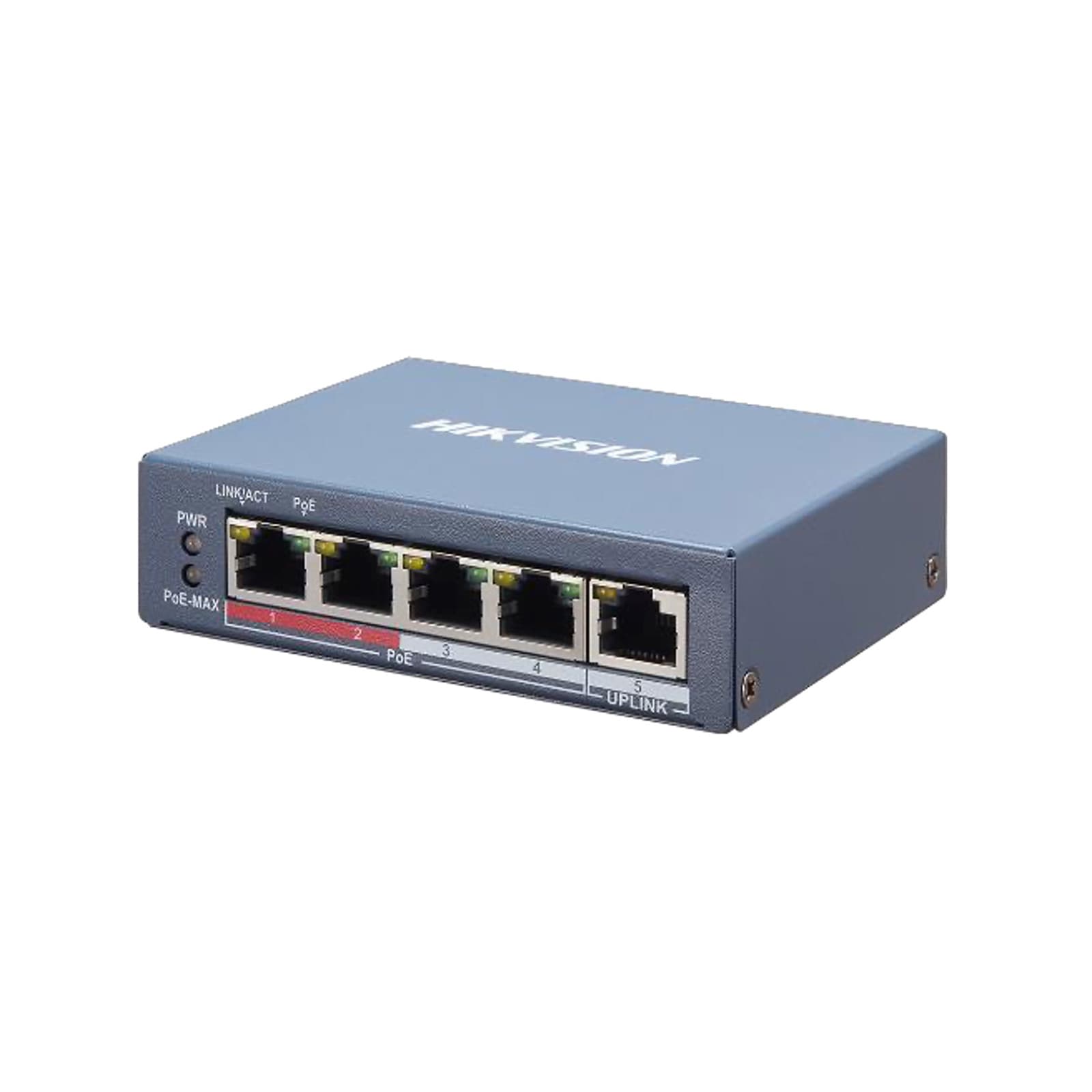 Hikvision L2  Smart Managed  4 10/100M RJ45 PoE ports  1 10/100M RJ45 port  802.3af/at  PoE power budget 60W