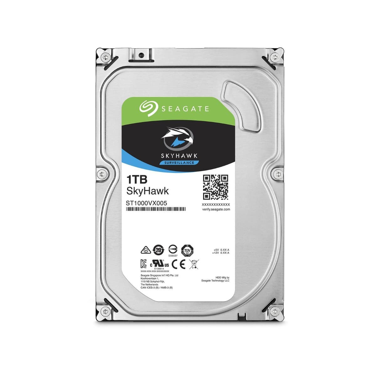 Seagate Skyhawk ST1000VX013 1TB 3.5'' HDD Surveillance Drives; SATA 6GB/s Interface; 1-8 Bays Supported; MTBF: 1M Hr's; Camera's
