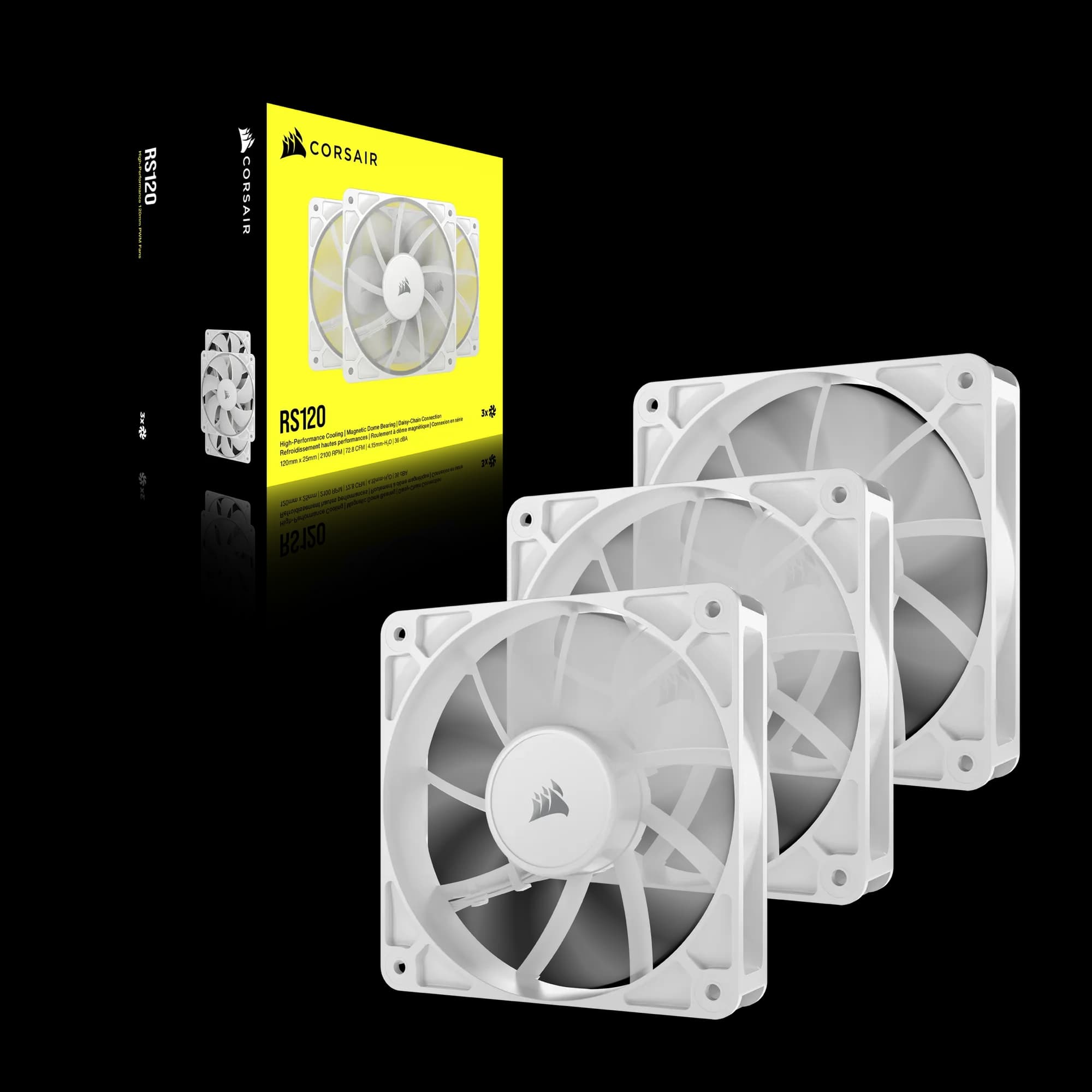 Corsair RS120 120mm PWM Fans Triple Pack – White