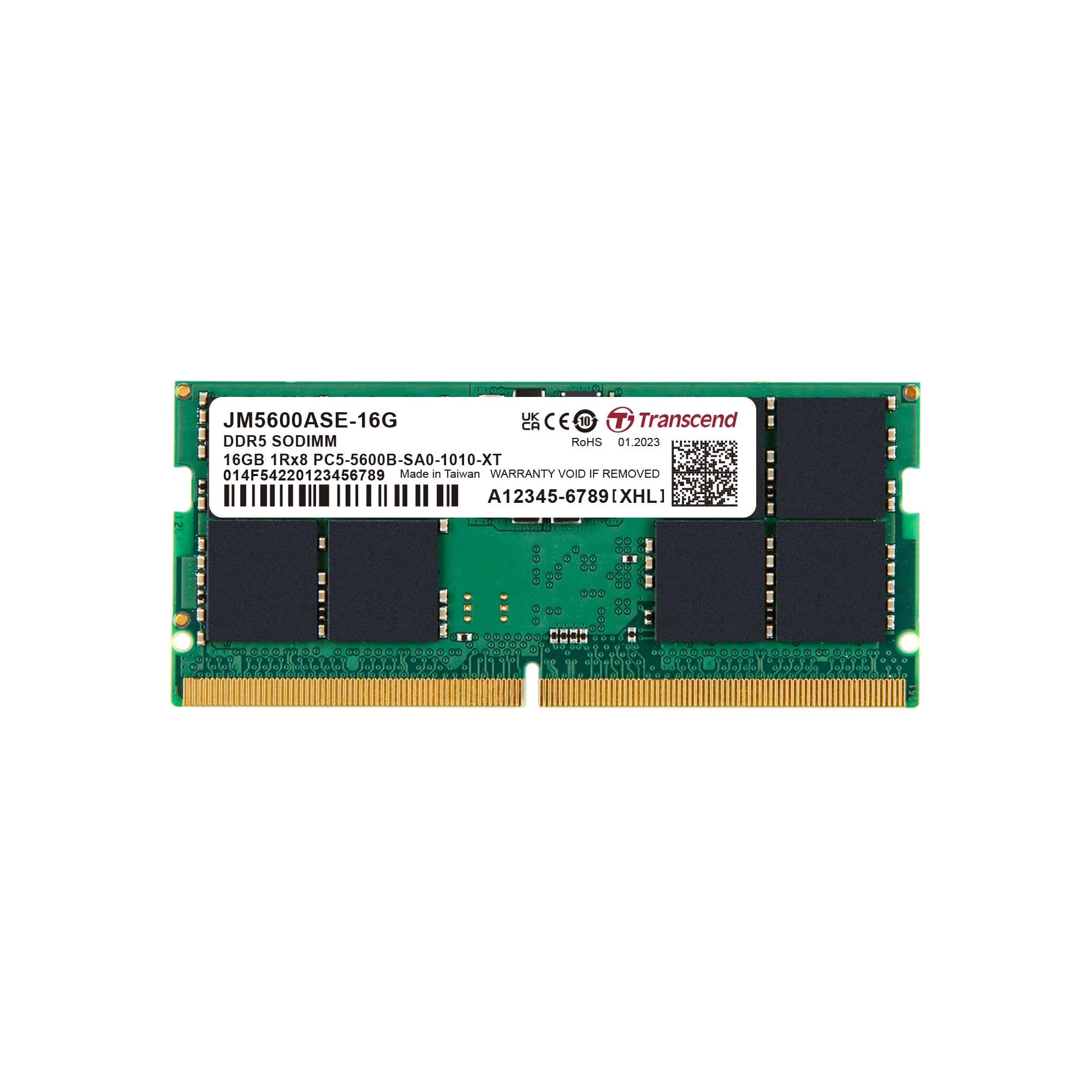 TRANSCEND JET MEMORY 16GB DDR5-5600 NOTEBOOK SO-DIMM 1RX8 CL46 (2Gx8)x8