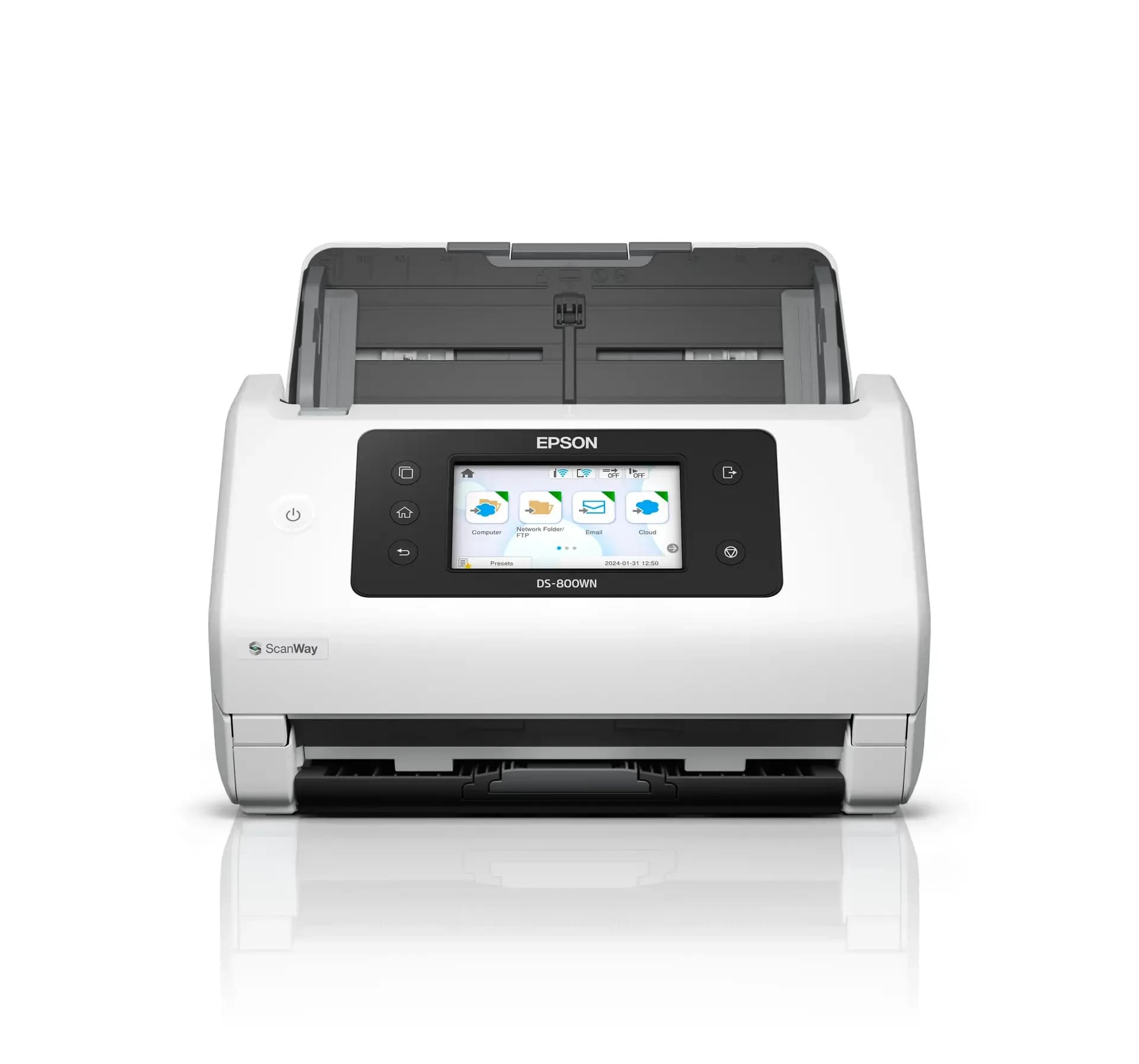 Epson WorkForce DS-800WN - 50ppm/100ipm; 8;000 pages daily duty cycle. Duplex Scan. Network connectivity - USB 3.2 Gen1; Wi-Fi;