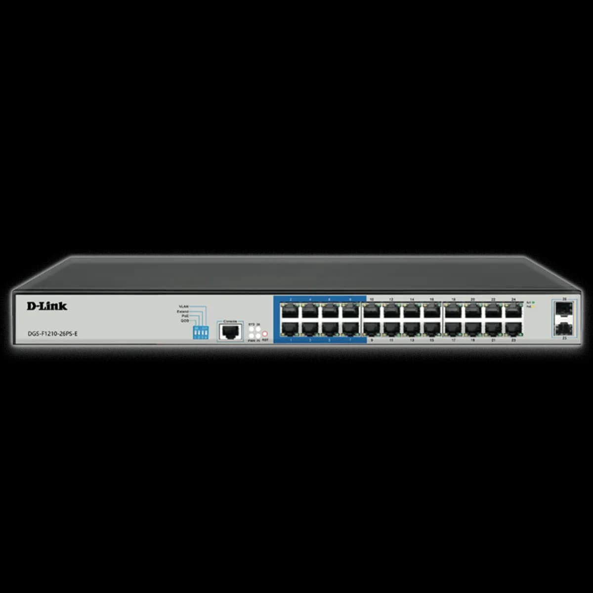 24 PoE 10/100/1000 ports + 2 Gigabit SFP ports Long Range Smart Switch 250W total POE budget; Max distance of 250m