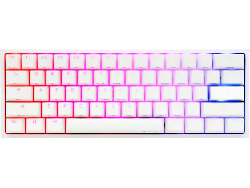 Ducky Keyboard One 2 Pro 60% Mechanical Keyboard; RGB; PBT Double Shot Keycaps - White- Cherry Black .