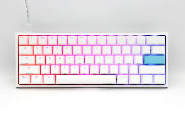 Ducky Keyboard One 2 Pro 60% Mechanical Keyboard; RGB; PBT Double Shot Keycaps - White- Cherry Silent Red.