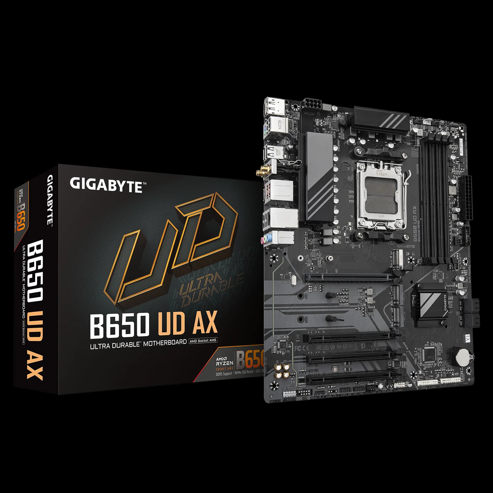 GIGABYTE AMD B650 UD for AMD AM5; 4x Dual DDR5; 3x M2; HDMI; DP.