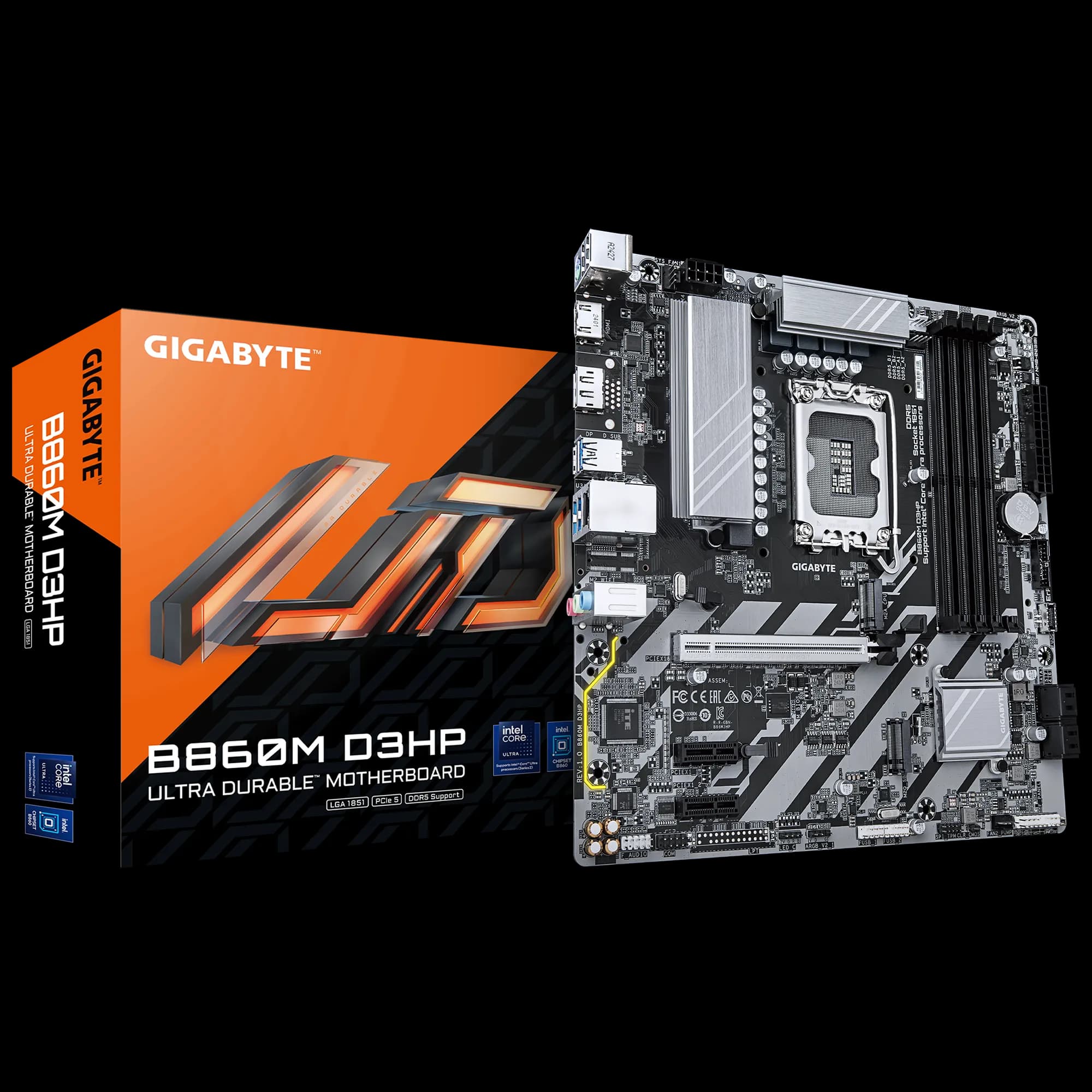 GIGABYTE Intel® B860 Chipset for LGA 1851; 4x DDR5; 2x M2; HDMI/DP; mATX.