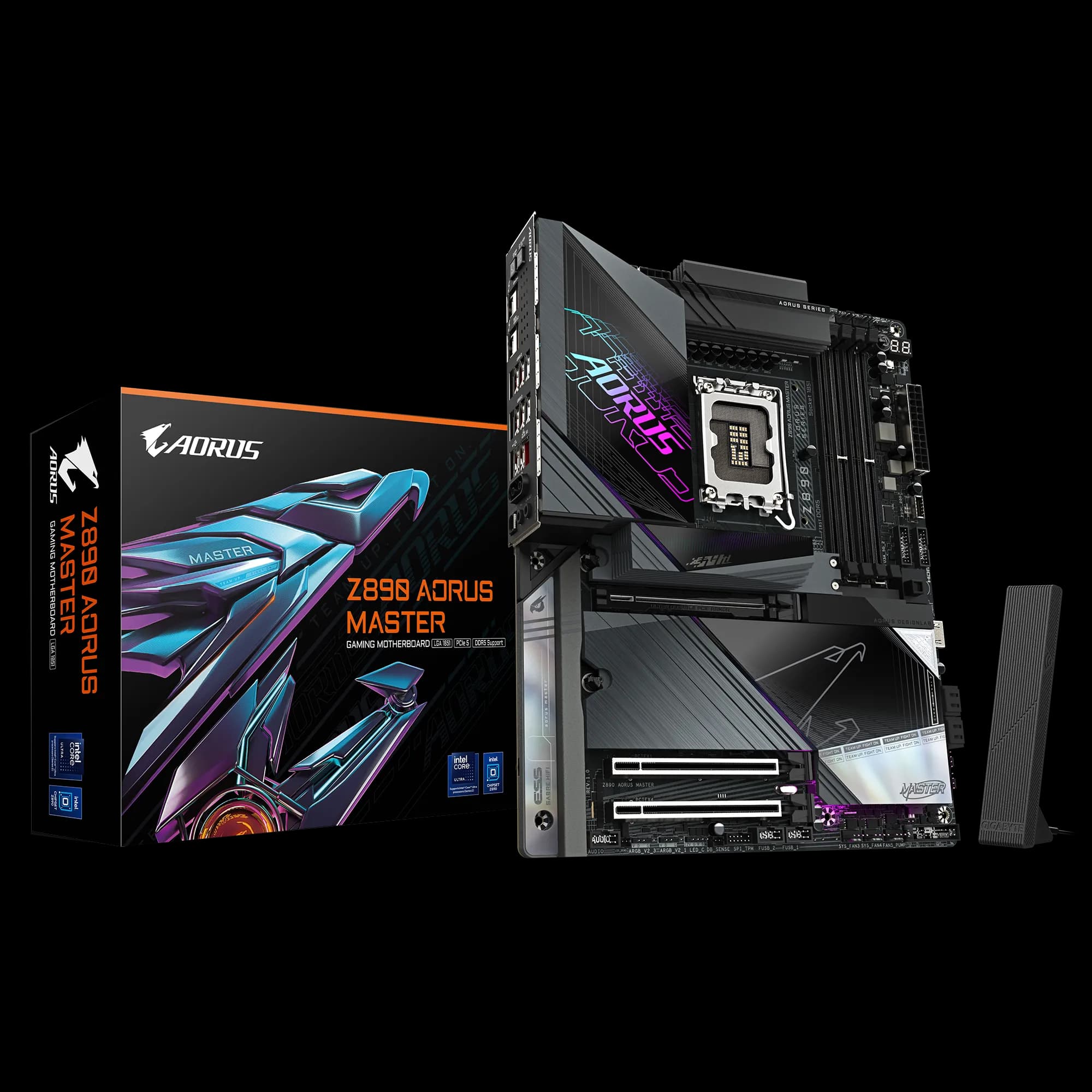 GIGABYTE Intel® Z890 Chipset for LGA 1851; 4x DDR5; 5x M2; 2xUSB4® USB Type-C®/HDMI (Front); ATX.