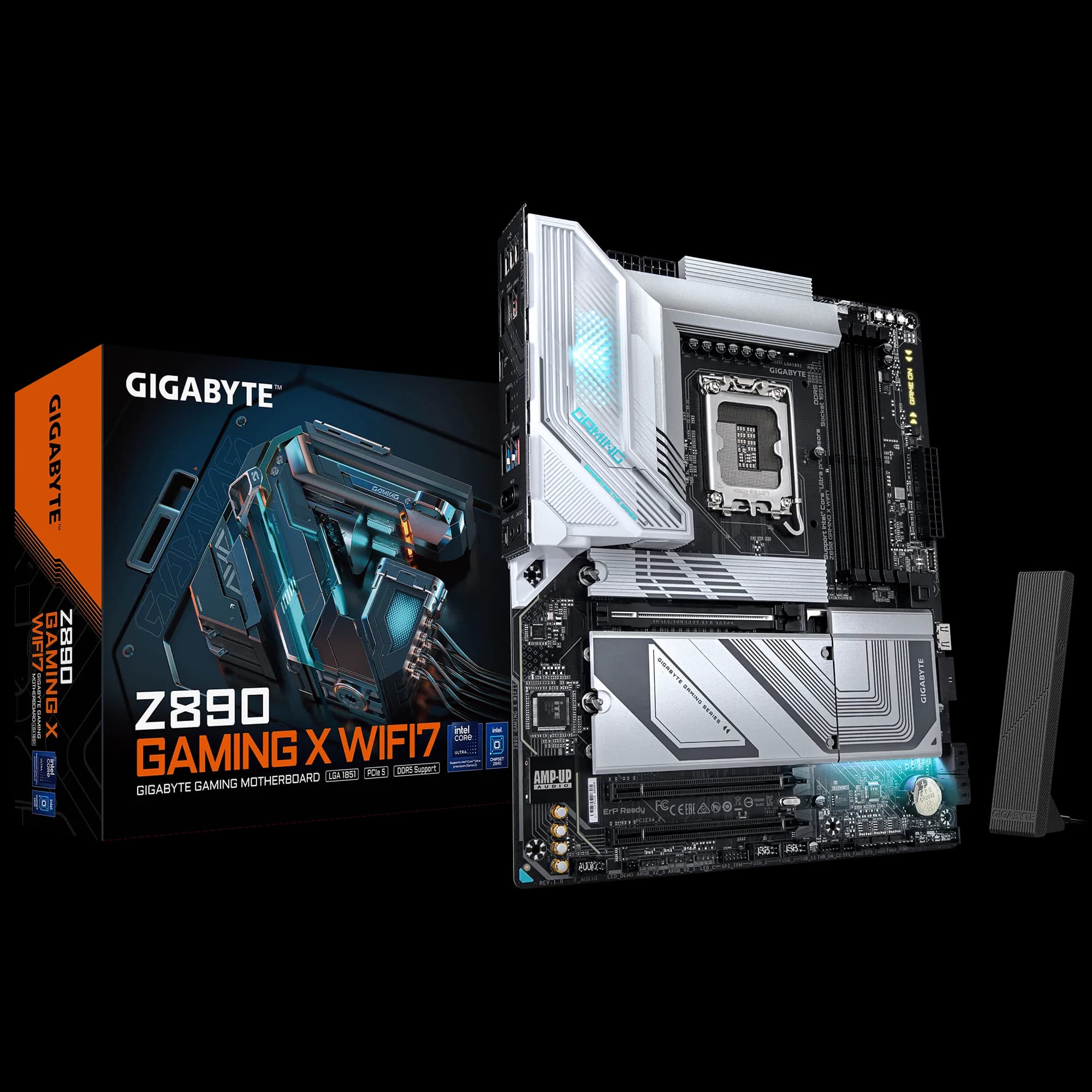 GIGABYTE Intel® Z890 Chipset for LGA 1851; 4x DDR5; 4x M2; USB4® USB Type-C®/DP/HDMI (Front); ATX.
