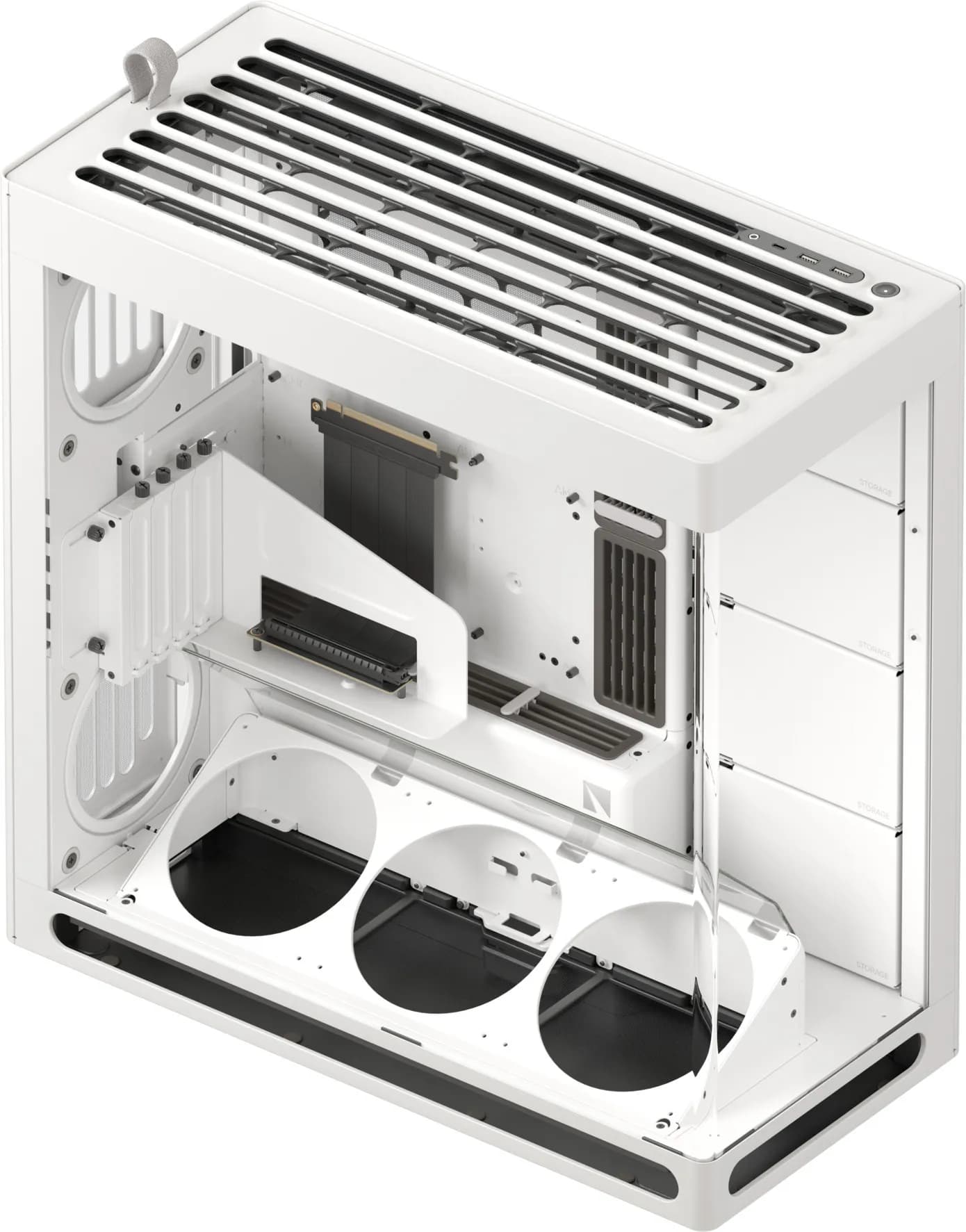 Aerocool HAVN HS 420 VGPU Edition White EATX case - Adjustable GPU Bracket - Supports 11 fans (0 Incl) - 4x 3.5'' or 8x 2.5''